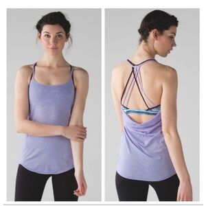 Lululemon Lighten Up Tank. heather lilac/blurry belle multi/deep Zinfandel size8